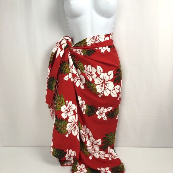 VTG Koko Knot Women's Sarong Hibiscus Tropical Scarf Shawl Beach Cover Wrap - Picture 11 of 16